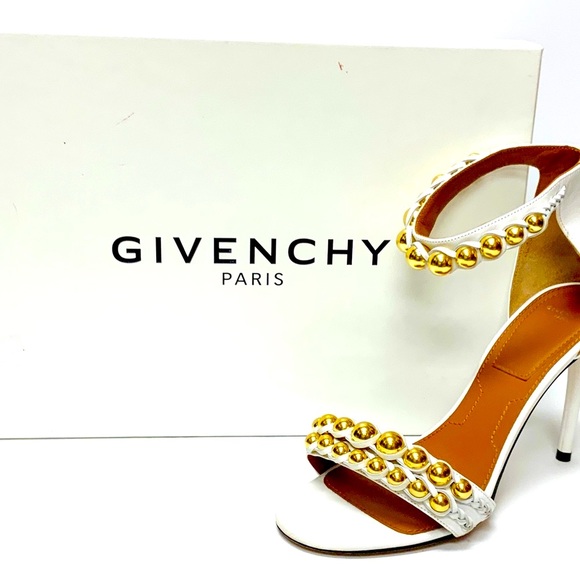 Givenchy white gold studded heeled sandals 38 - Picture 1 of 9